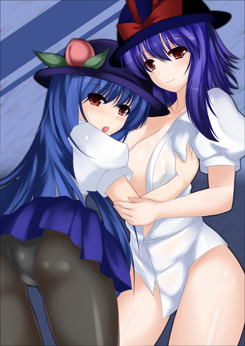 hinanawi tenshi and nagae iku (touhou) drawn by circussion
