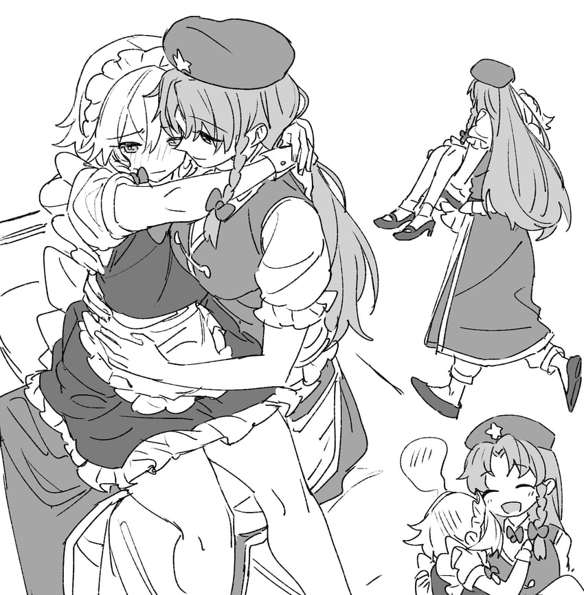 izayoi sakuya and hong meiling (touhou) drawn by mero_(starfish_jcs)