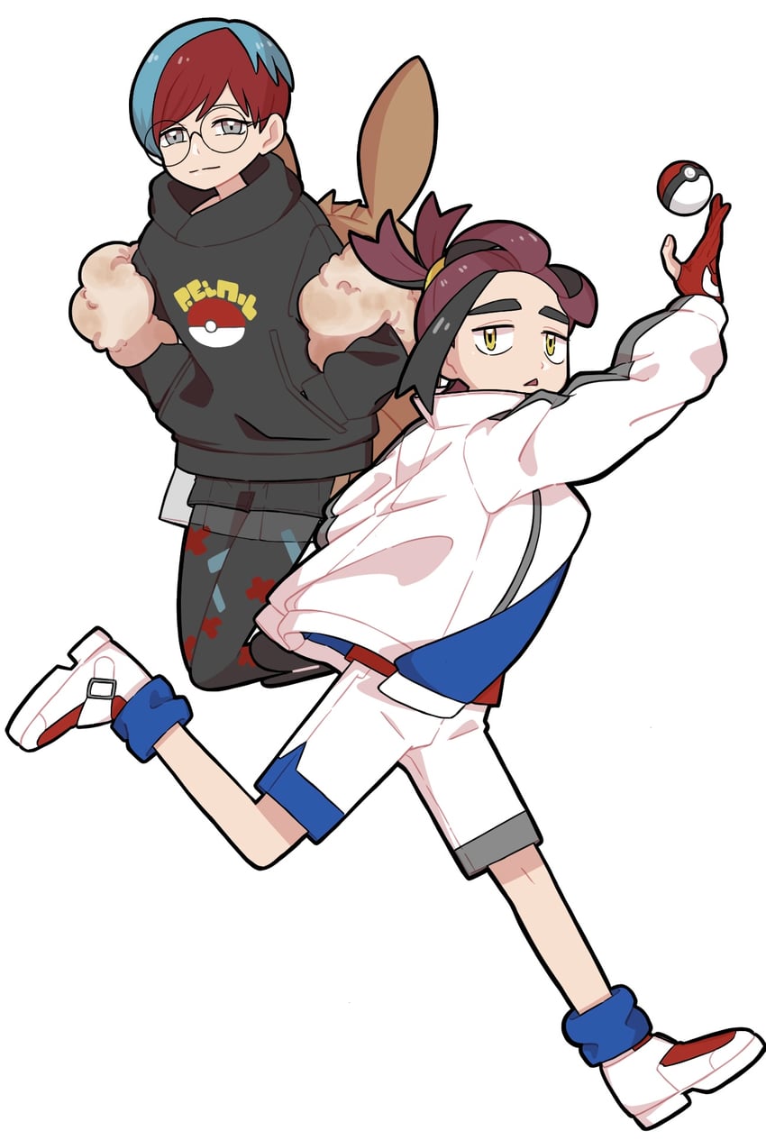 kieran and penny (pokemon and 1 more) drawn by waya_sugu