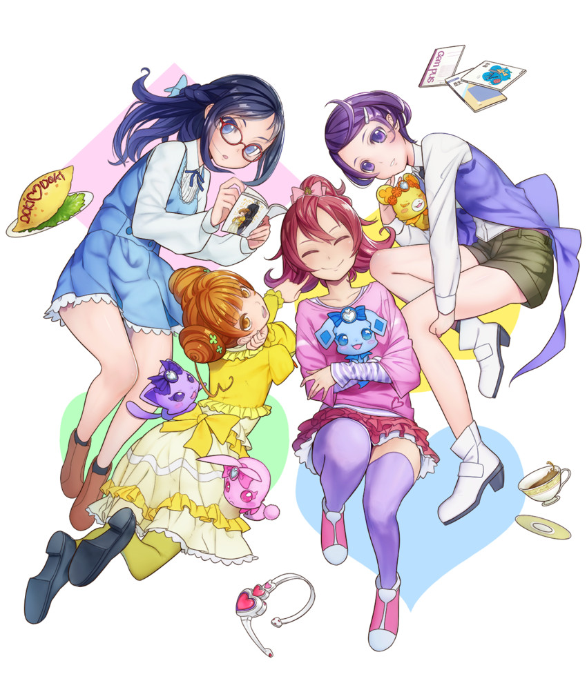 hishikawa rikka, aida mana, kenzaki makoto, yotsuba alice, davi, and 3 more (precure and 1 more) drawn by ryuuama