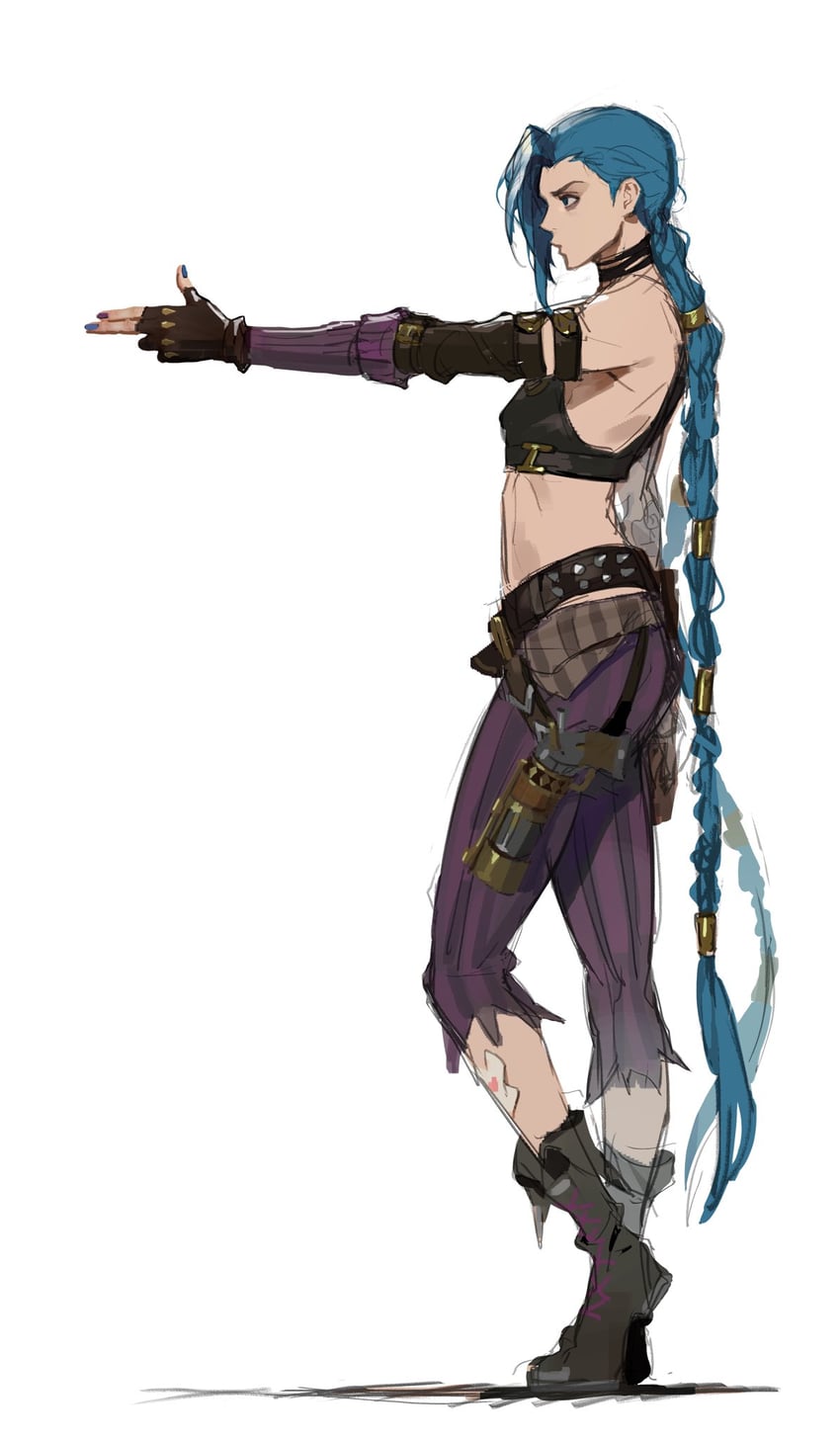 jinx and arcane jinx (league of legends and 1 more) drawn by colv