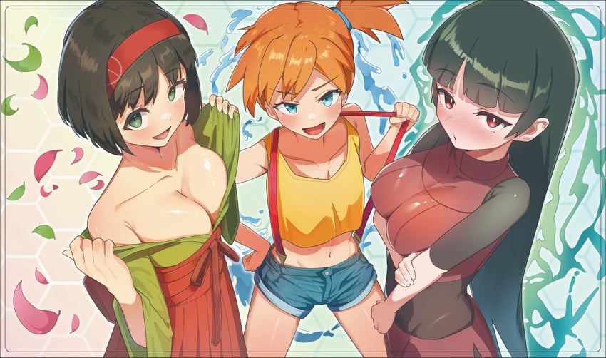 misty, sabrina, and erika (pokemon and 2 more) drawn by syapupensou