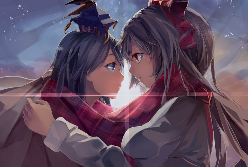 fujiwara no mokou and kamishirasawa keine (touhou) drawn by three_k_(spiritus_no_honoo)
