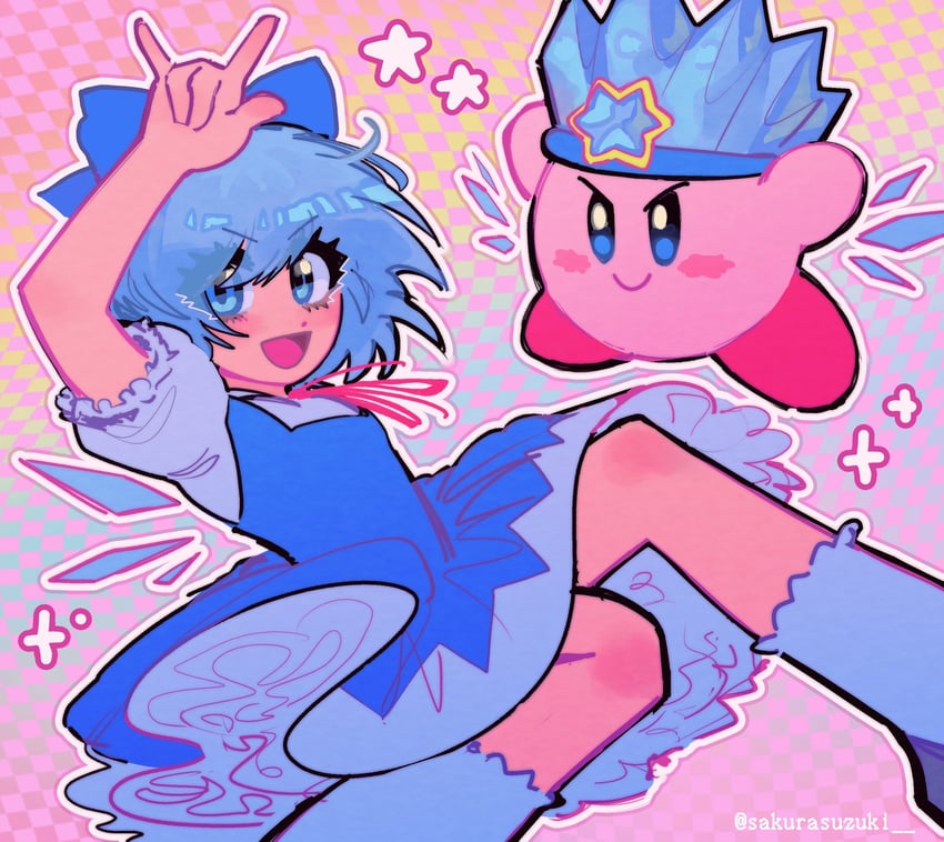 cirno, kirby, and ice kirby (touhou and 1 more) drawn by sakuritah