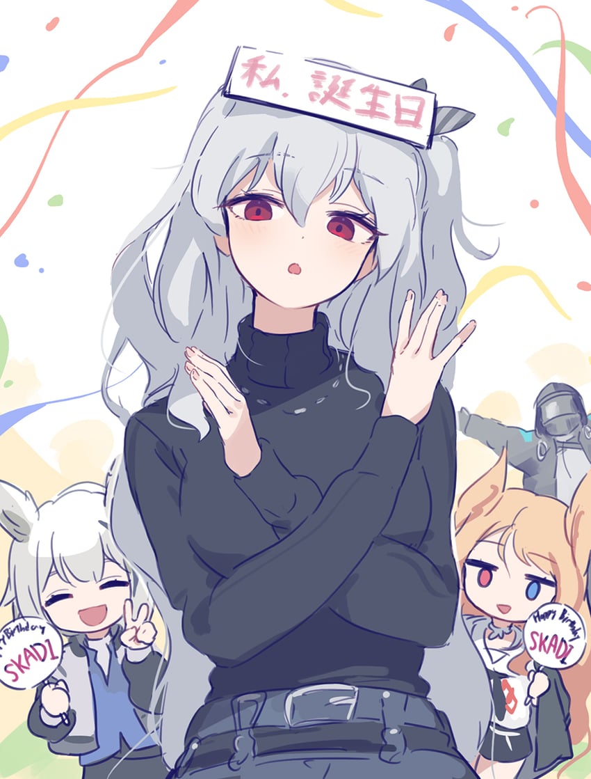 doctor, skadi, grani, and archetto (arknights) drawn by asicah