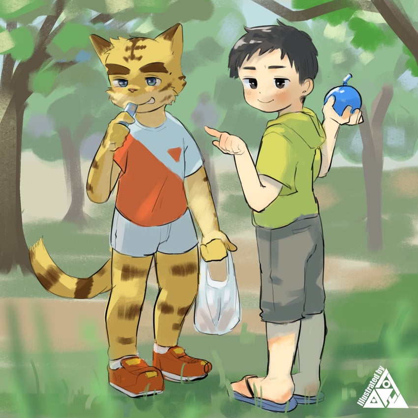 torahiko oshima and hiroyuki nishimura (morenatsu) drawn by aru_(aru7g)