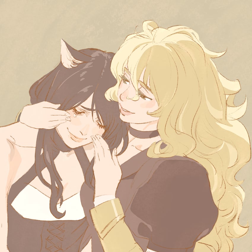 yang xiao long and blake belladonna (rwby) drawn by 55bata6rou