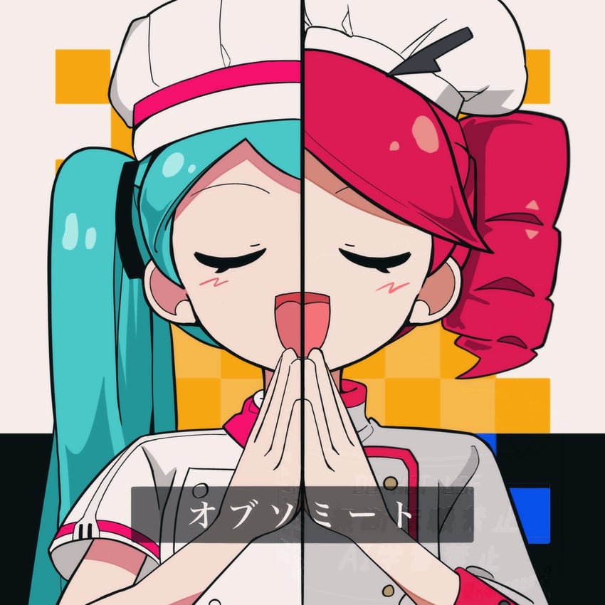 hatsune miku and kasane teto (vocaloid and 2 more) drawn by kanameeen0