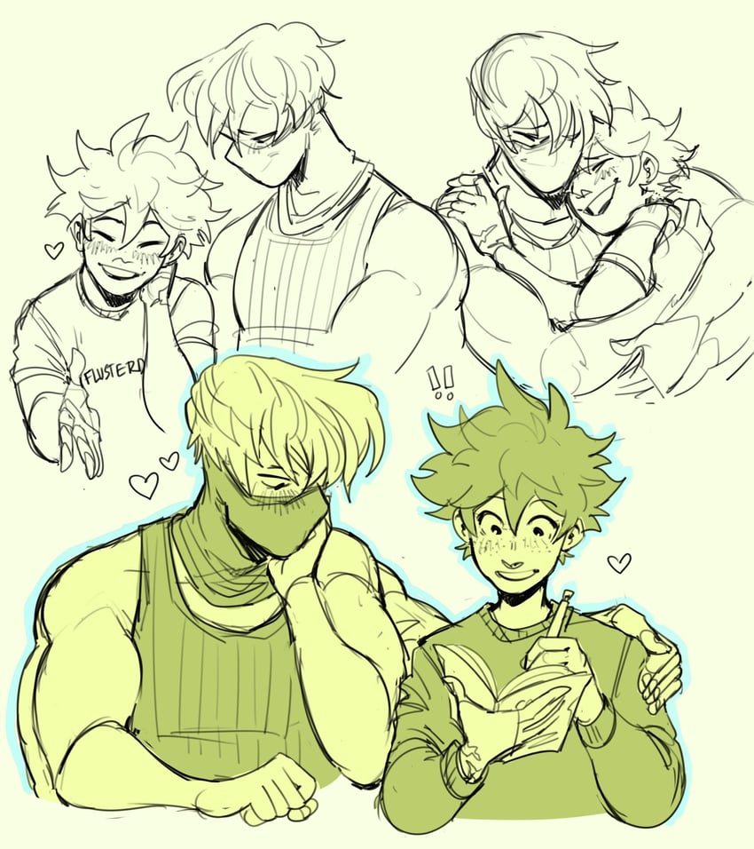 midoriya izuku and shoji mezo (boku no hero academia) drawn by habkart