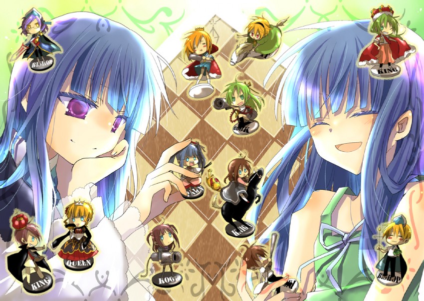 furude rika, ryuuguu rena, houjou satoko, beatrice, ushiromiya battler, and 10 more (higurashi no naku koro ni and 1 more) drawn by hibiki_mio
