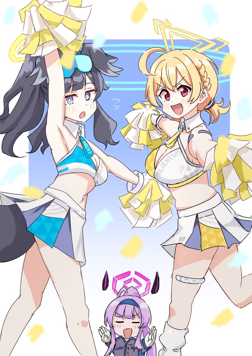 hibiki, kotori, and utaha (blue archive) drawn by ereka
