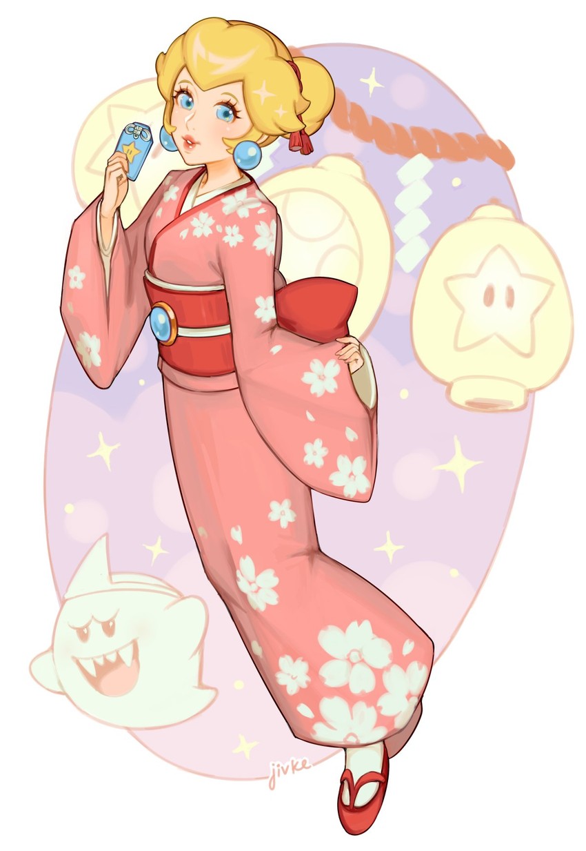 princess peach and boo (mario and 2 more) drawn by jivke