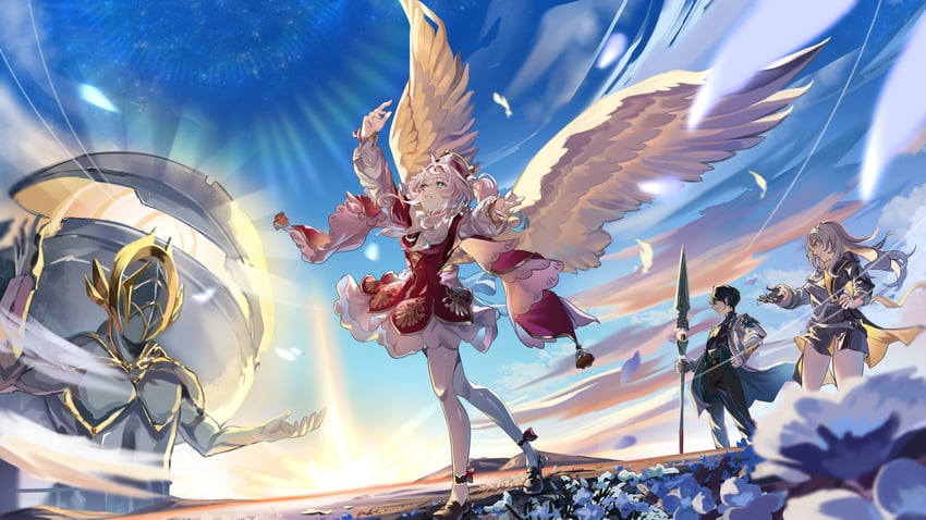 trailblazer, stelle, dan heng, hyacine, and kephale (honkai and 1 more) drawn by zawzawa