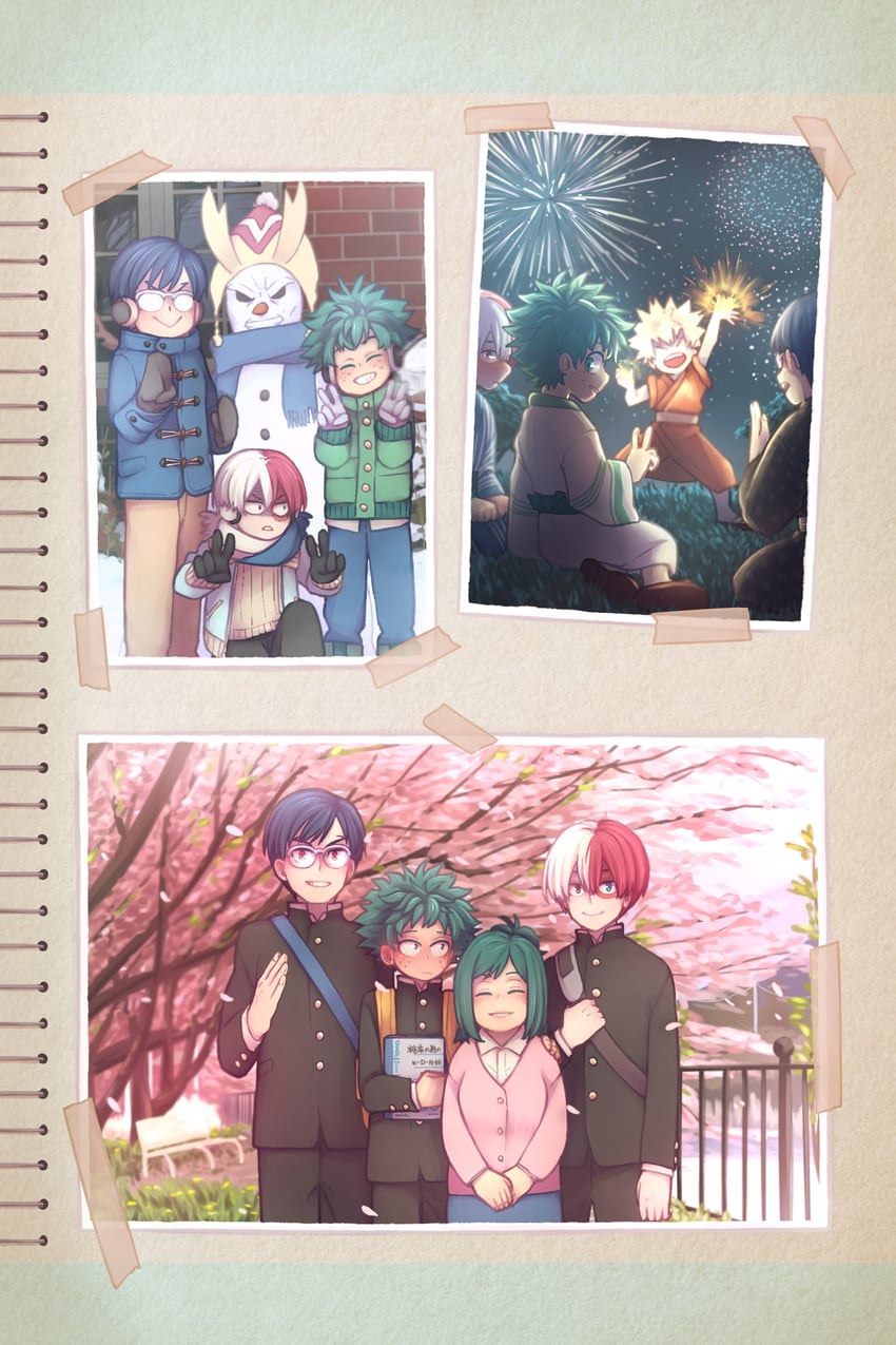 midoriya izuku, bakugou katsuki, todoroki shoto, all might, iida tenya, and 1 more (boku no hero academia) drawn by iggiesca