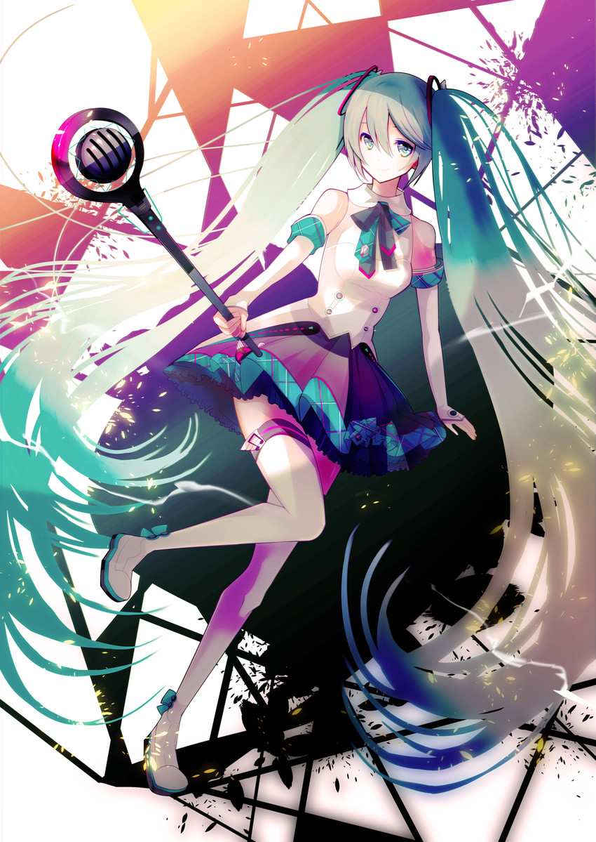 hatsune miku and magical mirai miku (vocaloid and 1 more) drawn by minami_ei