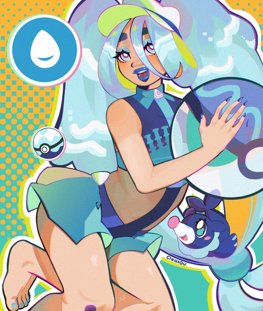 hatsune miku, popplio, and water miku (pokemon and 2 more) drawn by cinnabu