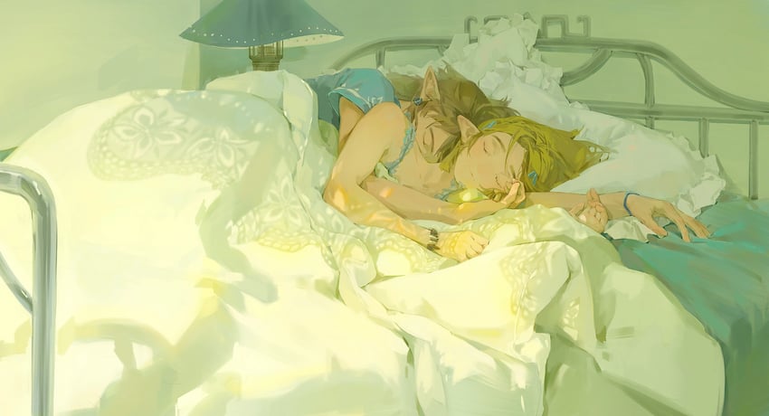 link and princess zelda (the legend of zelda) drawn by beishan_qi