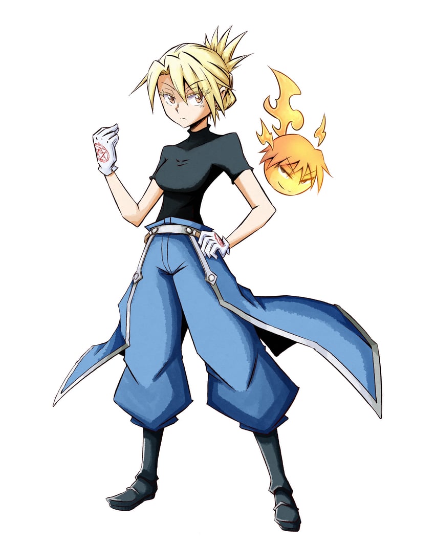 riza hawkeye and roy mustang (fullmetal alchemist and 1 more) drawn by thewolfhart