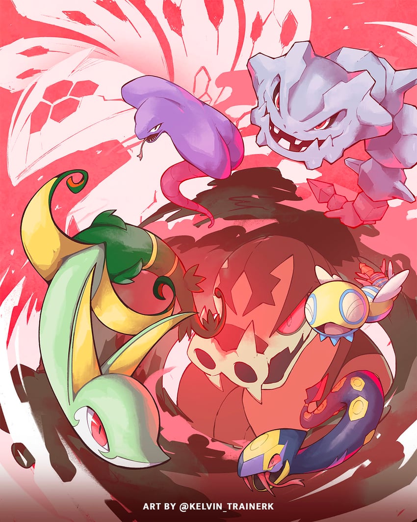 serperior, arbok, steelix, zygarde, seviper, and 3 more (pokemon) drawn by kelvin-trainerk