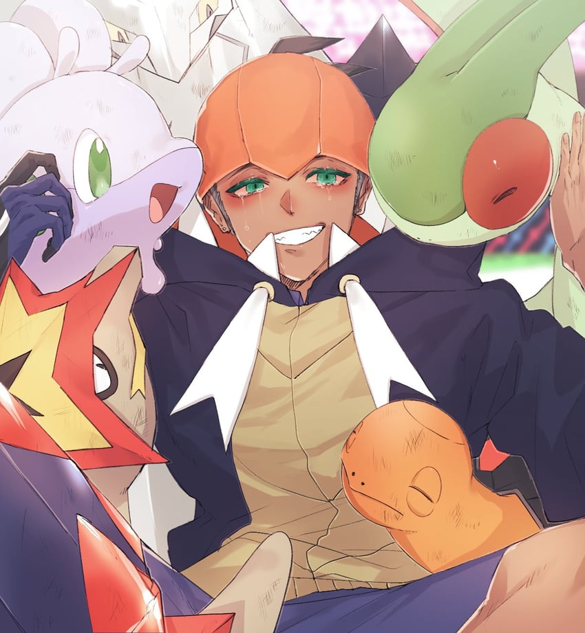 raihan, flygon, torkoal, duraludon, turtonator, and 1 more (pokemon and 1 more) drawn by ah_yoshimizu