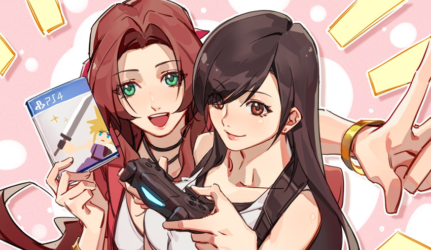 tifa lockhart, cloud strife, and aerith gainsborough (final fantasy and 2 more) drawn by crow0cc