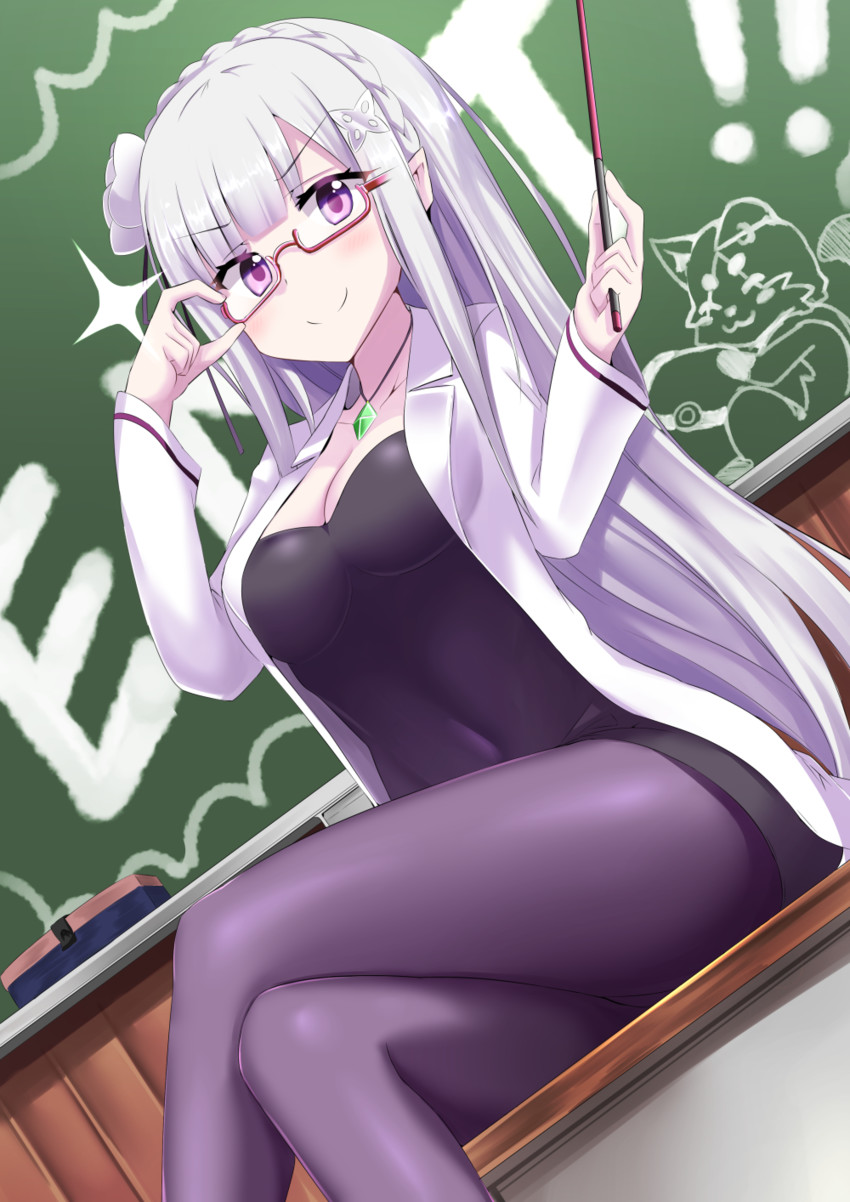 emilia and puck (re:zero kara hajimeru isekai seikatsu) drawn by minato_yoshihiro