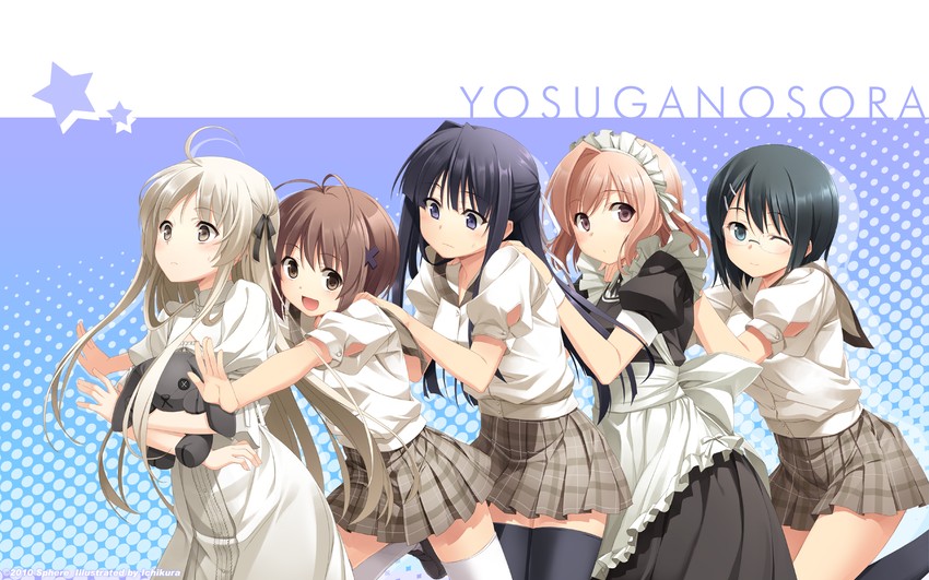 kasugano sora, amatsume akira, yorihime nao, migiwa kazuha, and nogisaka motoka (yosuga no sora) drawn by ichikura_(bk)