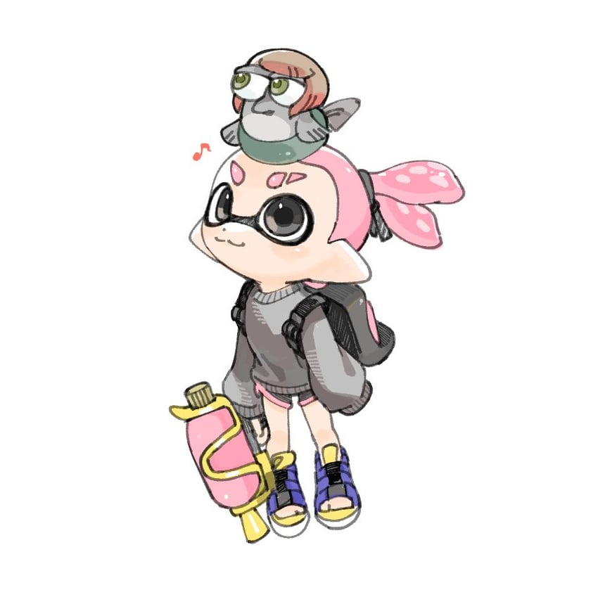 inkling player character, inkling boy, and smallfry (splatoon and 1 more) drawn by spl8ya
