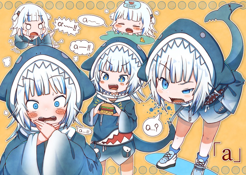 gawr gura (hololive and 1 more) drawn by rakugakiraid