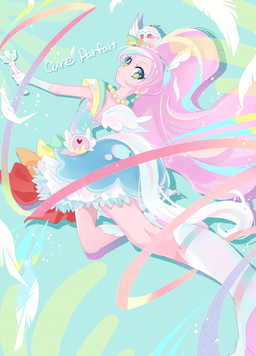 kirahoshi ciel and cure parfait (precure and 1 more) drawn by shipu_(gassyumaron)