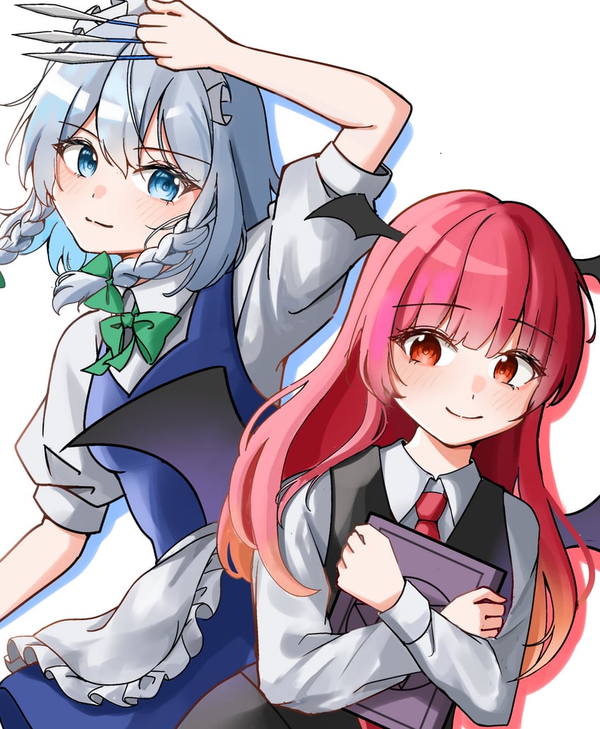 izayoi sakuya and koakuma (touhou) drawn by temmie_(temi_maru)