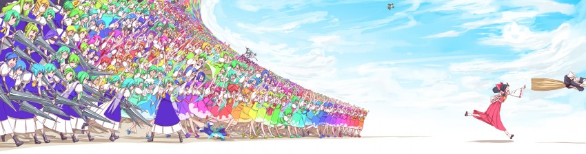 hatsune miku, hakurei reimu, kirisame marisa, artoria pendragon, cirno, and 32 more (touhou and 13 more) drawn by gustav_(telomere_na)