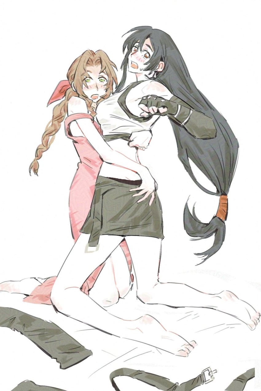 tifa lockhart and aerith gainsborough (final fantasy and 3 more) drawn by jeremr