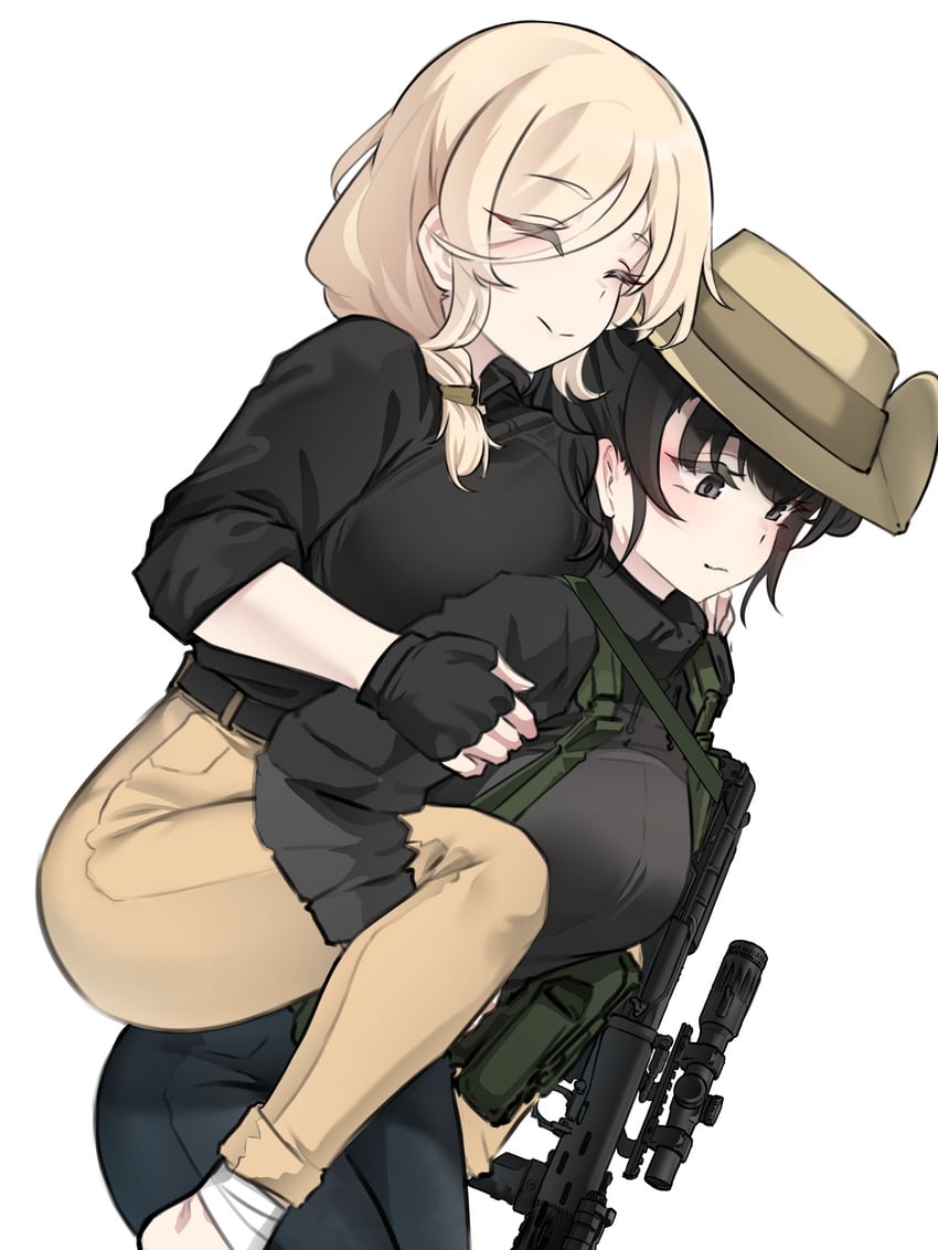 bandit-chan and merc-san (original) drawn by k0ng