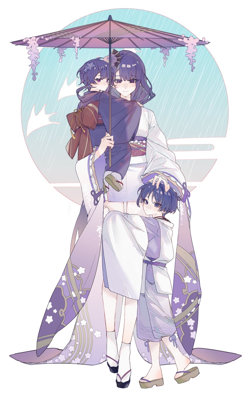 raiden shogun, scaramouche, and makoto (genshin impact) drawn by cdzrc