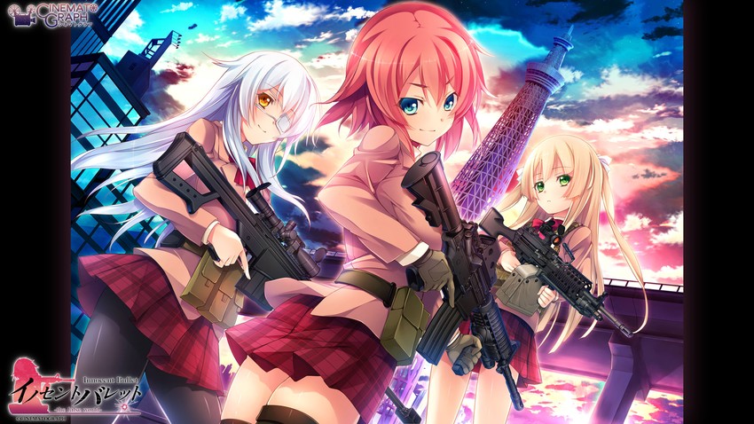 yasouji ai, kanzaki sayaka, and miyasu sanae (innocent bullet) drawn by oosaki_shin'ya
