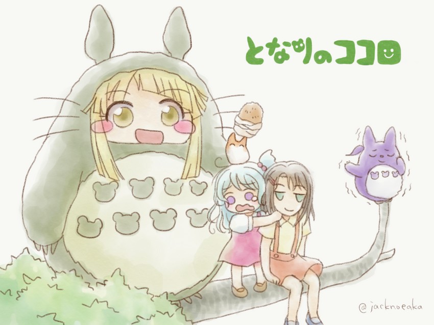 tsurumaki kokoro, okusawa misaki, matsubara kanon, seta kaoru, totoro, and 5 more (bang dream! and 1 more) drawn by jack_(jacknoeaka)