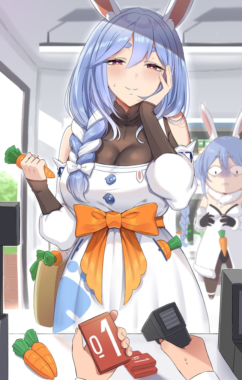 usada pekora, don-chan, and pekomama (hololive) drawn by micchan_(micchanmeido)