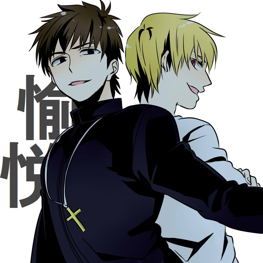 kotomine kirei and gilgamesh (fate and 1 more) drawn by ronpaxronpa