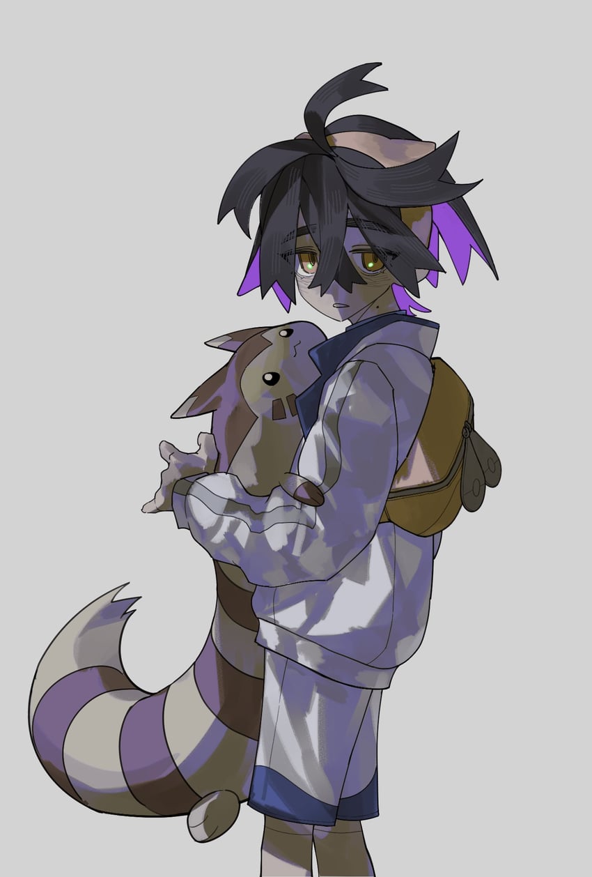 kieran and furret (pokemon and 1 more) drawn by posinja