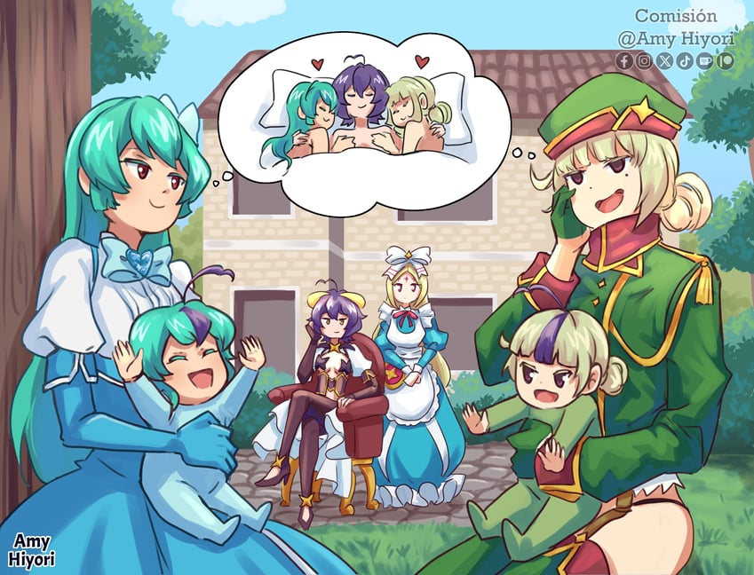 hiiragi utena, magia baiser, araga kiwi, minakami sayo, leoparde, and 3 more (mahou shoujo ni akogarete) drawn by amyhiyori