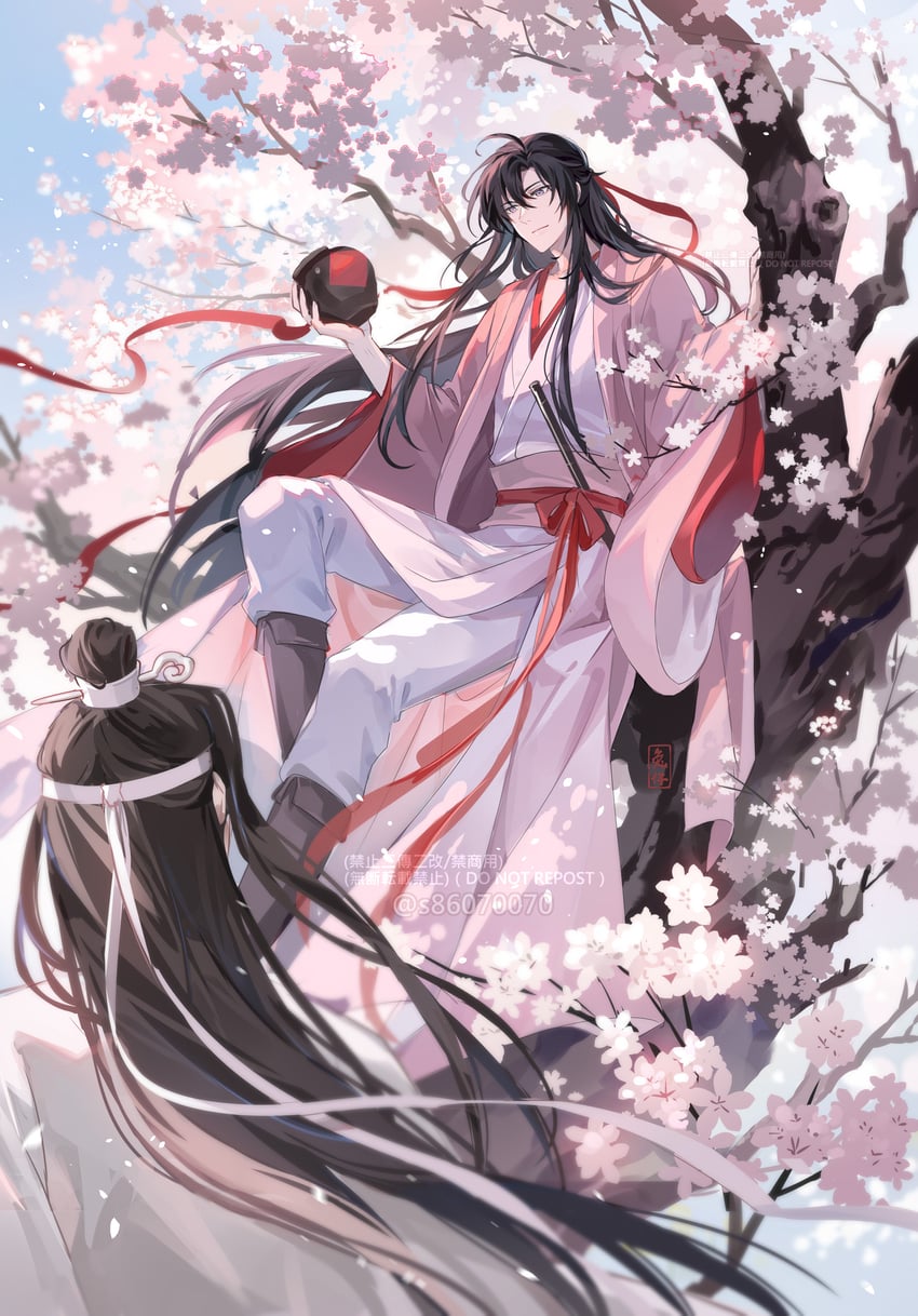wei wuxian and lan wangji (modao zushi) drawn by usagishi