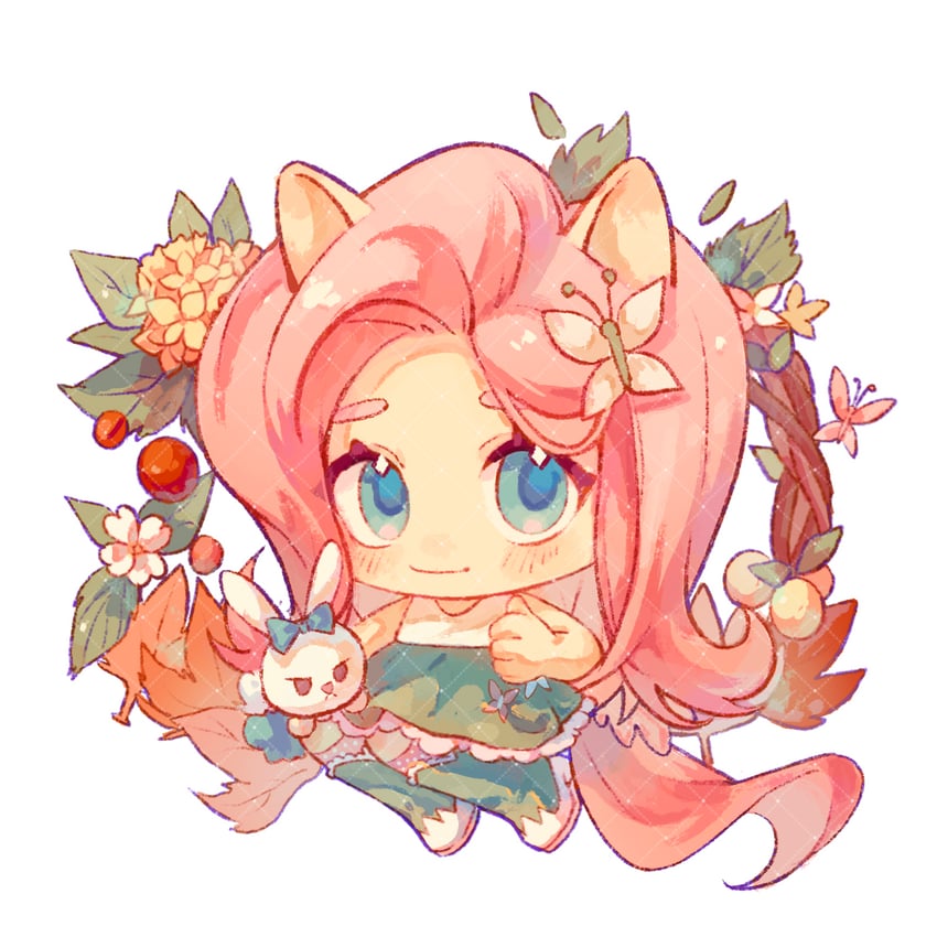 fluttershy and angel bunny (my little pony and 2 more) drawn by xiaozhi_zi
