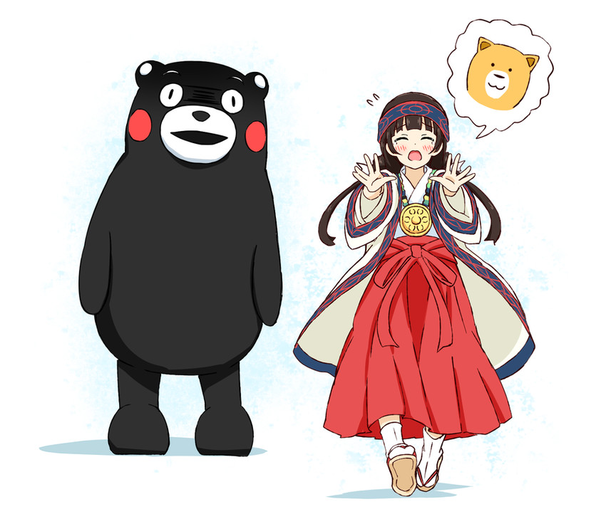 amayadori machi and kumamon (kumamiko and 1 more) drawn by karamoneeze