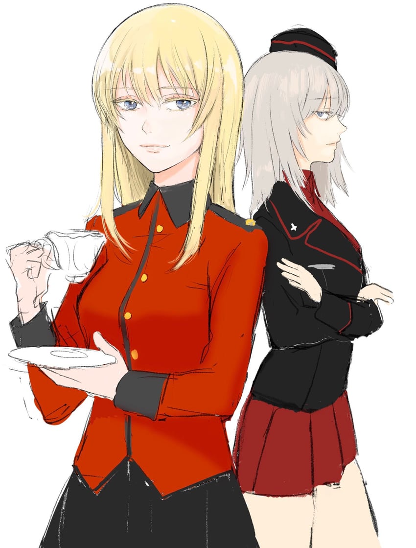 itsumi erika and earl grey (girls und panzer) drawn by banira_(oocooocooocoo)