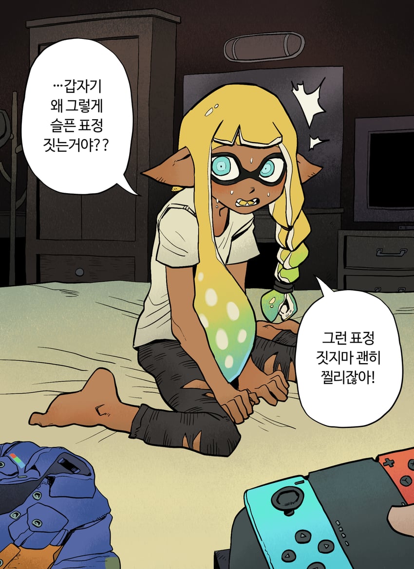 inkling player character (splatoon and 1 more) drawn by chickenapple33