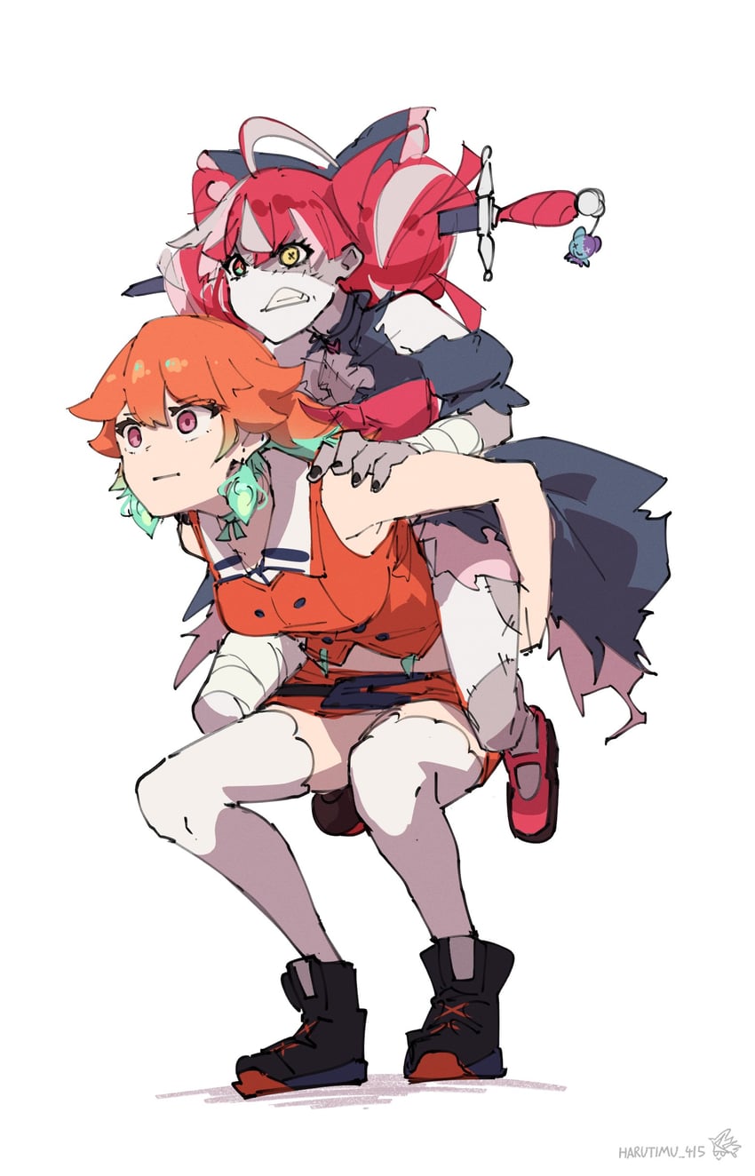 takanashi kiara, kureiji ollie, udin, and chicken jockey (hololive and 3 more) drawn by harutimu