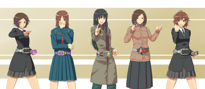 kamen rider agito, kamen rider ouja, itou kanae, kamen rider leangle, kurosawa noriko, and 5 more (kamen rider and 5 more) drawn by toki_(tokihakashi)
