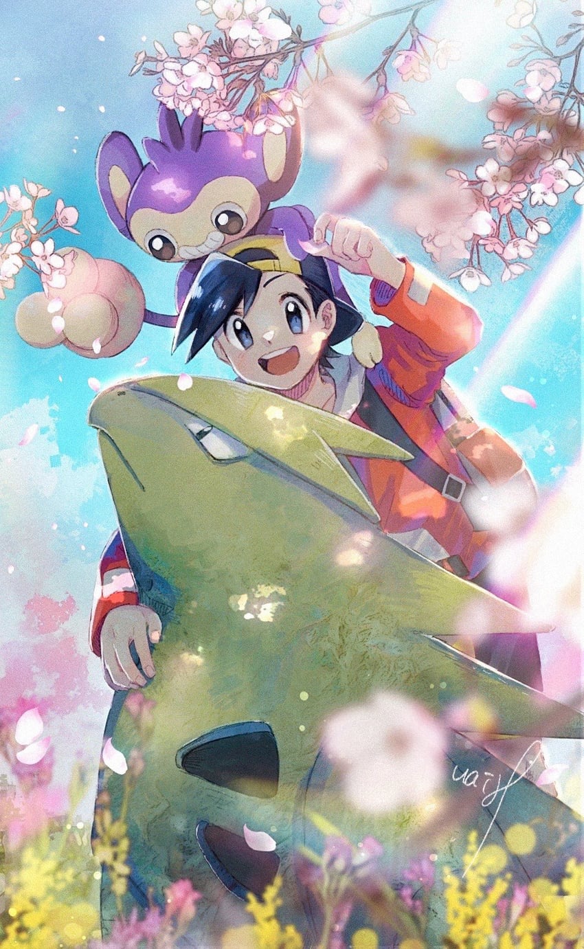 ethan, tyranitar, and aipom (pokemon and 1 more) drawn by hanenbo
