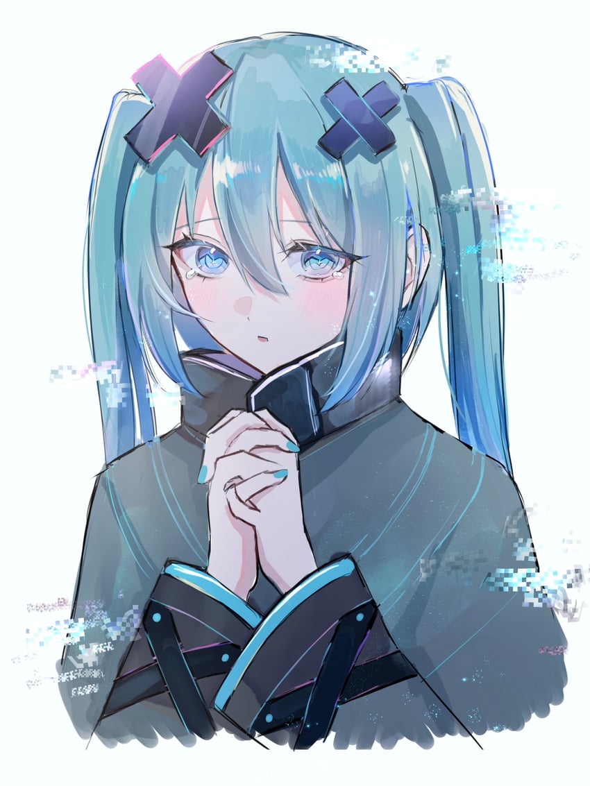 hatsune miku and batsu miku (vocaloid and 2 more) drawn by beforecos